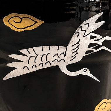 Guinomi Tsuru Kuro – Detail des silbernen Kranichs